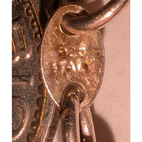 Vintage 925 Sterling Silver Italy International Coin Charm Bracelet 7.5 inches - Picture 7 of 9